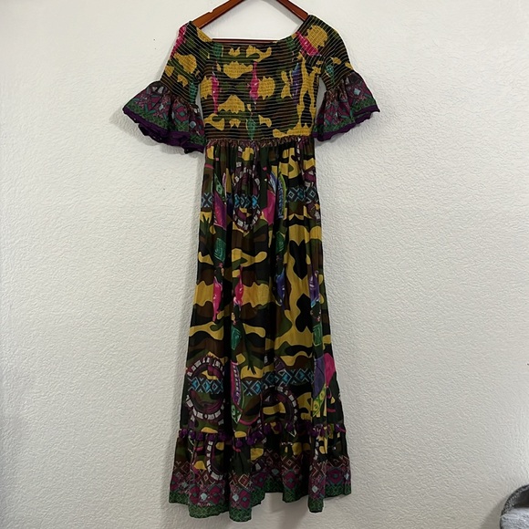 Antica Sartoria Italian Boho Camo African Folk Art Maxi Dress - Picture 13 of 17